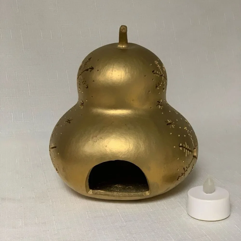 Gold Gourd Tea Light Fall Winter Home Decor Snowflake  Holiday